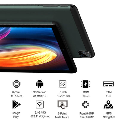 BDF P8 3G Téléphone Tablette PC 8.0 pouces, 4GB+64GB, Android 10.0 MTK8321 Octa Core, Prise en charge double SIM, Prise UE (Vert)