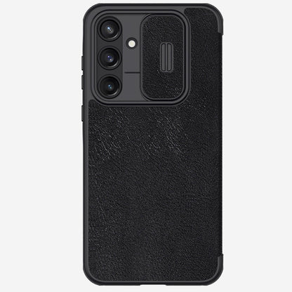 For Samsung Galaxy A35 NILLKIN QIN Series Pro Sliding Camera Cover Design Leather Phone Case(Black)