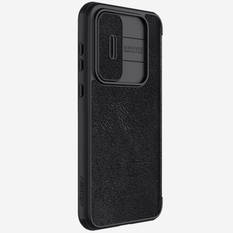 For Samsung Galaxy A35 NILLKIN QIN Series Pro Sliding Camera Cover Design Leather Phone Case(Black)