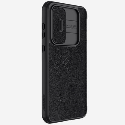 For Samsung Galaxy A35 NILLKIN QIN Series Pro Sliding Camera Cover Design Leather Phone Case(Black)