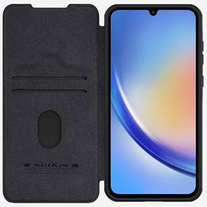 For Samsung Galaxy A35 NILLKIN QIN Series Pro Sliding Camera Cover Design Leather Phone Case(Black)