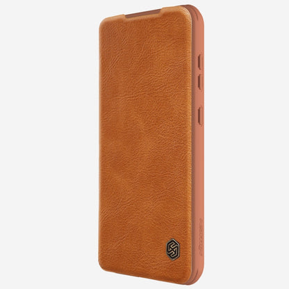 For Samsung Galaxy A55 NILLKIN QIN Series Pro Sliding Camera Cover Design Leather Phone Case(Brown)