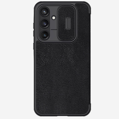 For Samsung Galaxy A55 NILLKIN QIN Series Pro Sliding Camera Cover Design Leather Phone Case(Black)