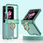 For Samsung Galaxy Z Flip6 / Flip7 FE Gkk Airbag Hinge Silicone Phone Case with Ring Holder(Transparent Green)