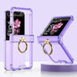 For Samsung Galaxy Z Flip6 / Flip7 FE Gkk Airbag Hinge Silicone Phone Case with Ring Holder(Transparent Purple)