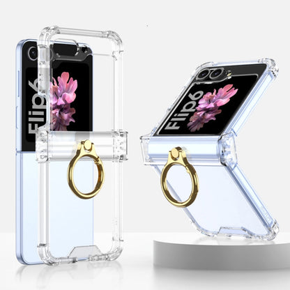 For Samsung Galaxy Z Flip6 / Flip7 FE Gkk Airbag Hinge Silicone Phone Case with Ring Holder(Transparent)