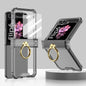 For Samsung Galaxy Z Flip6 / Flip7 FE Gkk Airbag Hinge Silicone Phone Case with Ring Holder & Tempered Film(Transparent Black)