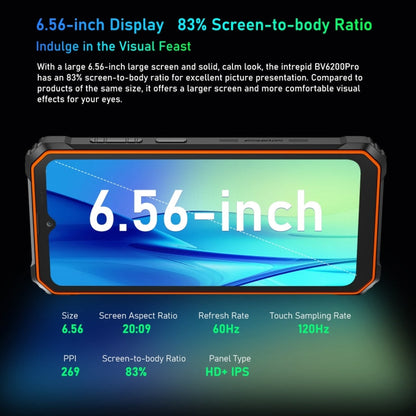 [Entrepôt HK] Blackview BV6200 Pro, 6GB+128GB, IP68/IP69K/MIL-STD-810H, 6,56 pouces Android 14 MediaTek Helio P35 Octa Core, Réseau: 4G, OTG, NFC(Noir)
