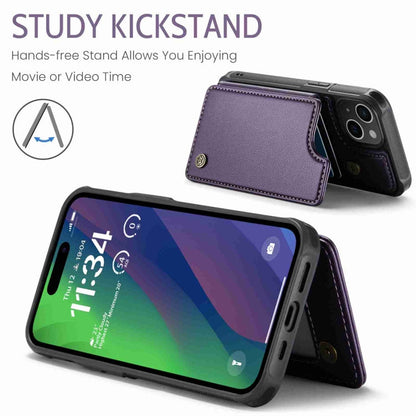 For iPhone 15 Plus CaseMe C22 Card Slots Holder RFID Anti-theft Phone Case(Purple)