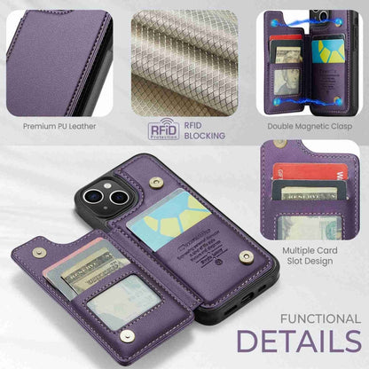 For iPhone 15 Plus CaseMe C22 Card Slots Holder RFID Anti-theft Phone Case(Purple)