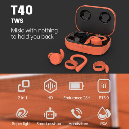 T&G T40 TWS IPX6 Waterproof Hanging Ear Wireless Bluetooth Earphones with Charging Box(White)