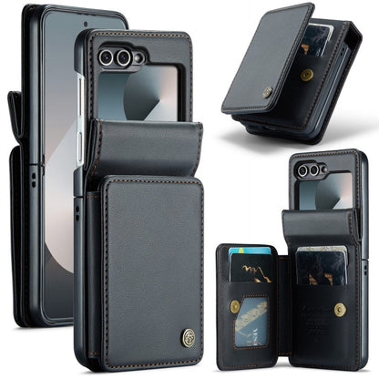 For Samsung Galaxy Z Flip6 / Flip7 FE CaseMe C22 PC+TPU Business Style RFID Anti-theft Leather Phone Case(Black)