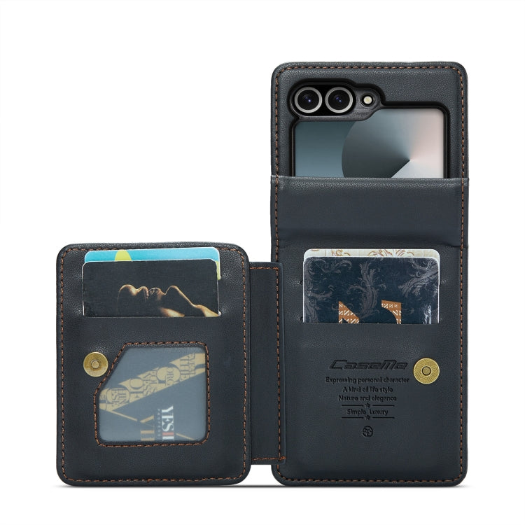 For Samsung Galaxy Z Flip6 / Flip7 FE CaseMe C22 PC+TPU Business Style RFID Anti-theft Leather Phone Case(Black)