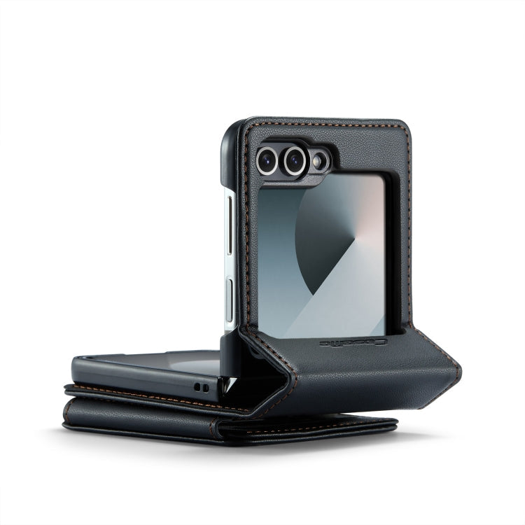 For Samsung Galaxy Z Flip6 / Flip7 FE CaseMe C22 PC+TPU Business Style RFID Anti-theft Leather Phone Case(Black)