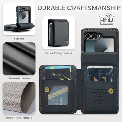 For Samsung Galaxy Z Flip6 / Flip7 FE CaseMe C22 PC+TPU Business Style RFID Anti-theft Leather Phone Case(Black)