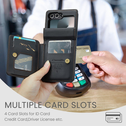 For Samsung Galaxy Z Flip6 / Flip7 FE CaseMe C22 PC+TPU Business Style RFID Anti-theft Leather Phone Case(Black)