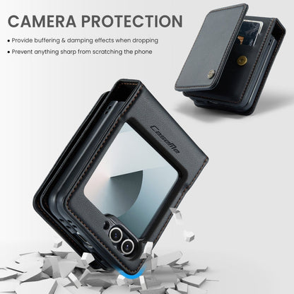 For Samsung Galaxy Z Flip6 / Flip7 FE CaseMe C22 PC+TPU Business Style RFID Anti-theft Leather Phone Case(Black)
