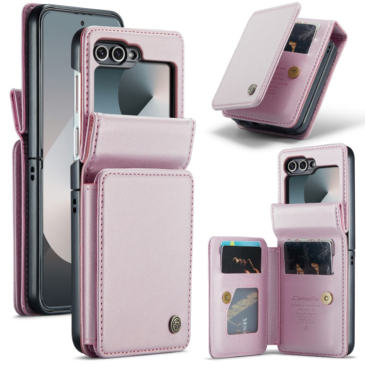 For Samsung Galaxy Z Flip6 / Flip7 FE CaseMe C22 PC+TPU Business Style RFID Anti-theft Leather Phone Case(Pink)