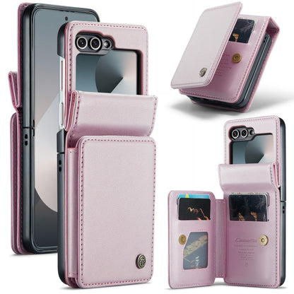 For Samsung Galaxy Z Flip6 / Flip7 FE CaseMe C22 PC+TPU Business Style RFID Anti-theft Leather Phone Case(Pink)