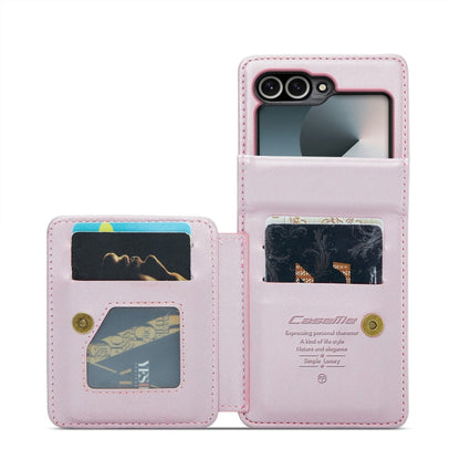 For Samsung Galaxy Z Flip6 / Flip7 FE CaseMe C22 PC+TPU Business Style RFID Anti-theft Leather Phone Case(Pink)