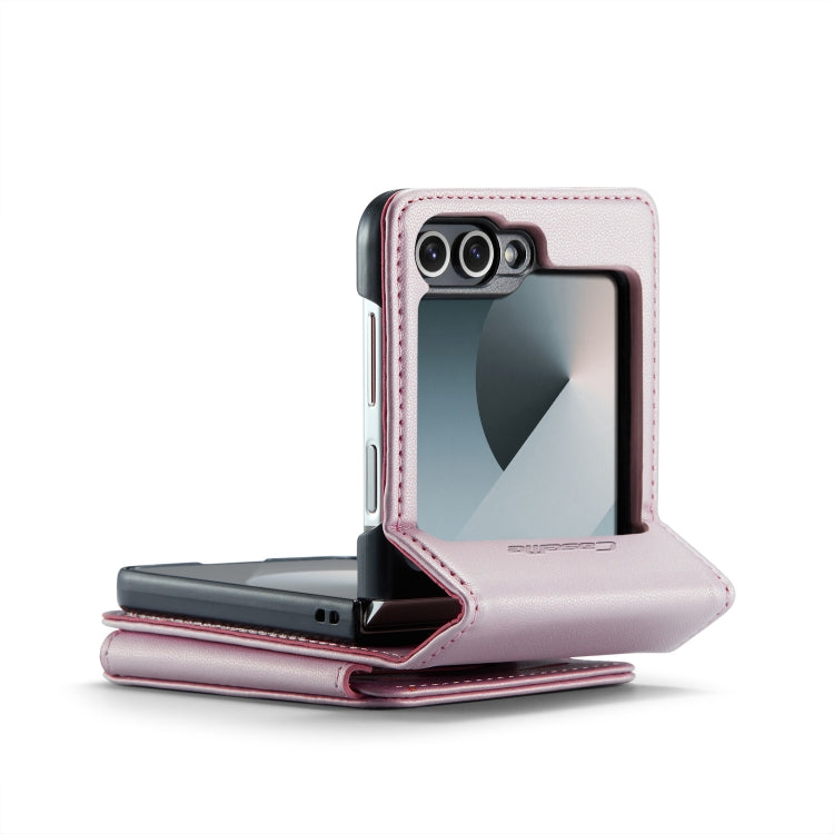 For Samsung Galaxy Z Flip6 / Flip7 FE CaseMe C22 PC+TPU Business Style RFID Anti-theft Leather Phone Case(Pink)