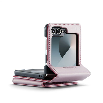 For Samsung Galaxy Z Flip6 / Flip7 FE CaseMe C22 PC+TPU Business Style RFID Anti-theft Leather Phone Case(Pink)