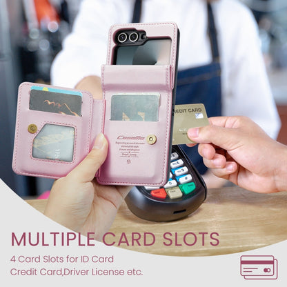 For Samsung Galaxy Z Flip6 / Flip7 FE CaseMe C22 PC+TPU Business Style RFID Anti-theft Leather Phone Case(Pink)