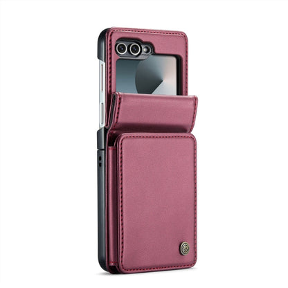 For Samsung Galaxy Z Flip6 / Flip7 FE CaseMe C22 PC+TPU Business Style RFID Anti-theft Leather Phone Case(Wine Red)