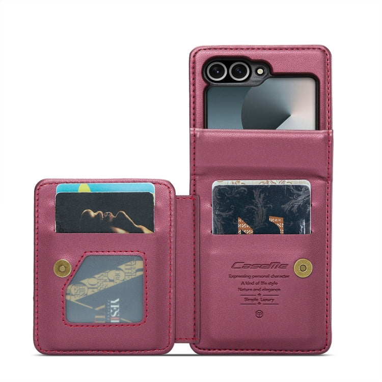 For Samsung Galaxy Z Flip6 / Flip7 FE CaseMe C22 PC+TPU Business Style RFID Anti-theft Leather Phone Case(Wine Red)