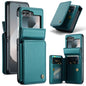 Pour Samsung Galaxy Z Flip6 / Flip7 FE Étui de téléphone en cuir RFID anti-vol de style professionnel PC+TPU CaseMe C22 (Bleu Vert)