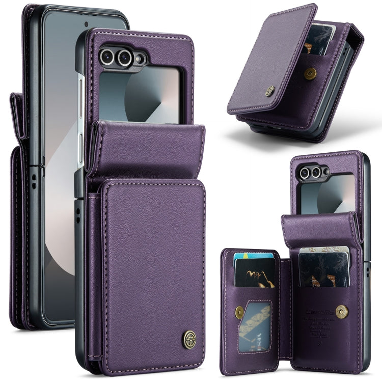 For Samsung Galaxy Z Flip6 / Flip7 FE CaseMe C22 PC+TPU Business Style RFID Anti-theft Leather Phone Case(Purple)