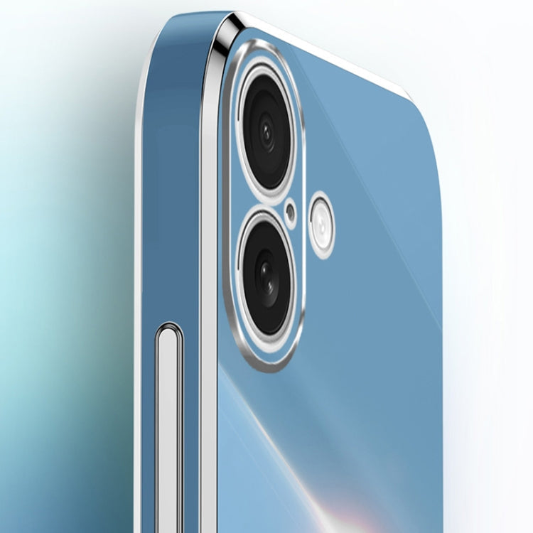 For iPhone 16 Plus XINLI Straight Edge 6D Electroplate TPU Phone Case with Ring Holder(White)