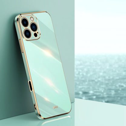 For iPhone 16 Pro Max XINLI Straight Edge 6D Electroplate TPU Phone Case(Mint Green)
