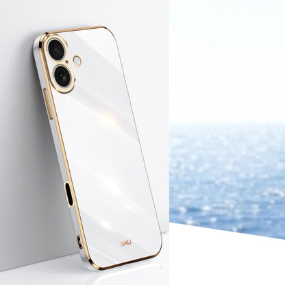 Pour iPhone 16 Coque de téléphone en TPU électrolytique 6D à bords droits XINLI (blanc)