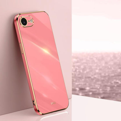 For iPhone 16e / 17e XINLI Straight Edge 6D Electroplate TPU Phone Case(Hawthorn Red)