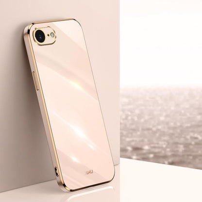 For iPhone 16e / 17e XINLI Straight Edge 6D Electroplate TPU Phone Case(Pink)