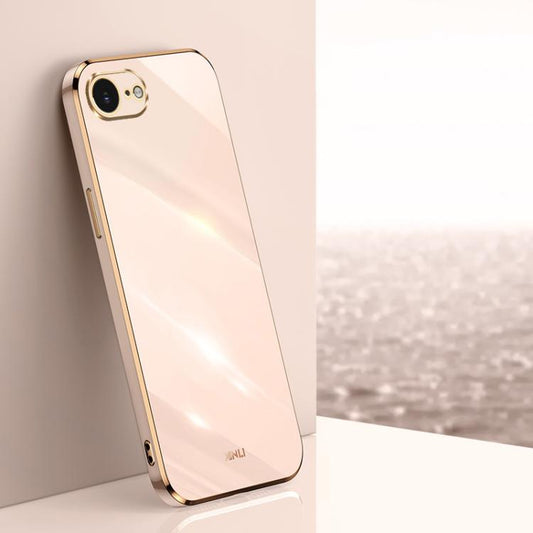 For iPhone 16e / 17e XINLI Straight Edge 6D Electroplate TPU Phone Case(Pink)