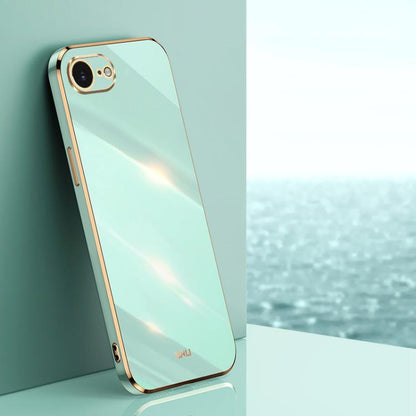 Pour coque de téléphone en TPU électrolytique 6D à bords droits XINLI pour iPhone 16e / 17e (vert menthe)