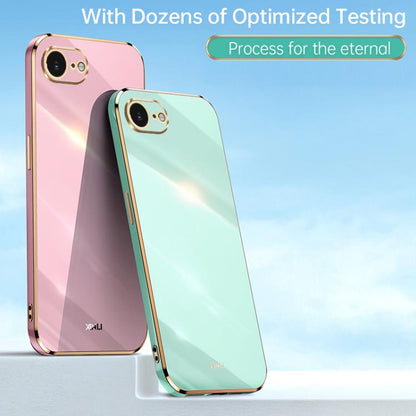 Pour coque de téléphone en TPU électrolytique 6D à bords droits XINLI pour iPhone 16e / 17e (vert menthe)