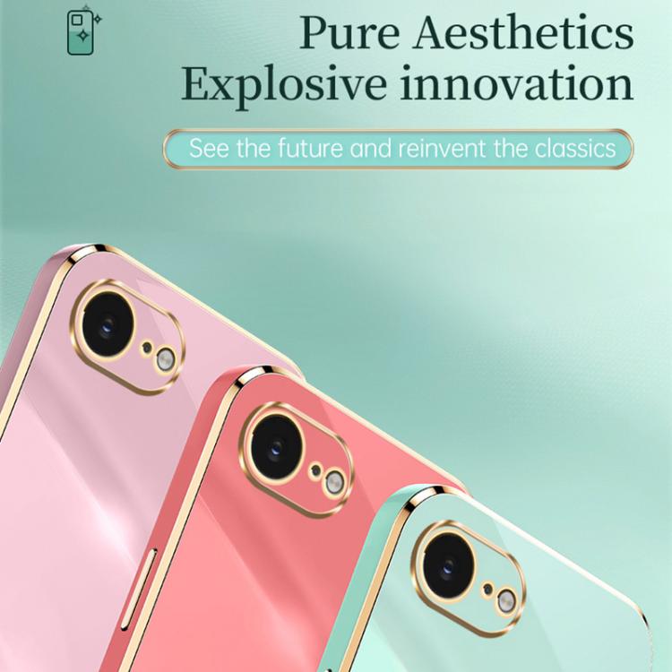 Pour coque de téléphone en TPU électrolytique 6D à bords droits XINLI pour iPhone 16e / 17e (vert menthe)