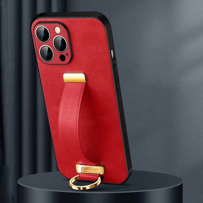 For iPhone 16 Pro SULADA Tide Cool Series PC + Leather Texture Skin Feel Phone Case(Red)