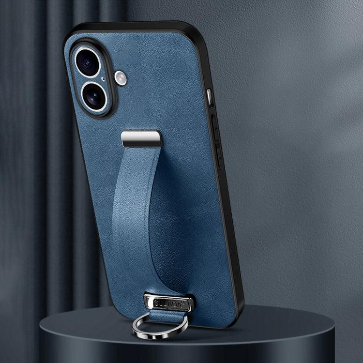 Pour iPhone 16 SULADA Tide Cool Series PC + Étui de téléphone à texture en cuir (sensation peau) (Bleu)