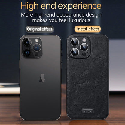 For iPhone 16 Pro Max SULADA Shockproof TPU Hybrid Handmade Leather Phone Case(Orange)