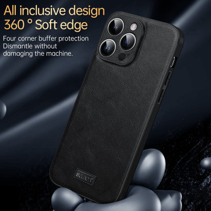 Pour iPhone 16 Plus SULADA Coque de téléphone en cuir hybride TPU antichoc faite à la main (vert)