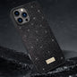 For iPhone 16 Pro SULADA Glittery PC Hybrid TPU Handmade Leather Phone Case(Black)