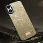 For iPhone 16 SULADA Glittery PC Hybrid TPU Handmade Leather Phone Case(Gold)