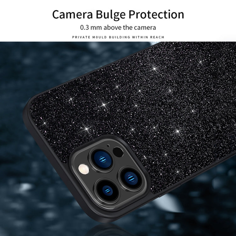 For iPhone 16 Pro SULADA Glittery PC Hybrid TPU Handmade Leather Phone Case(Purple)
