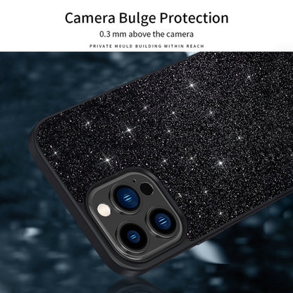 For iPhone 16 Pro SULADA Glittery PC Hybrid TPU Handmade Leather Phone Case(Purple)