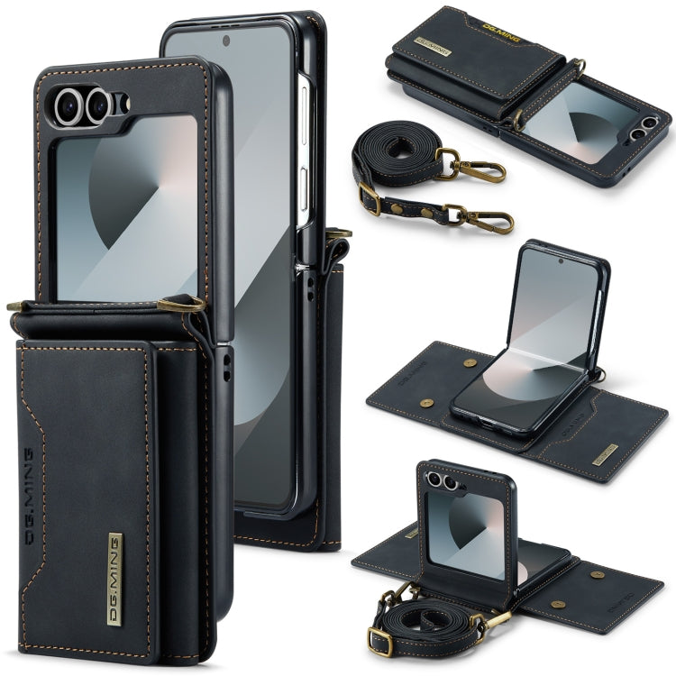 Pour Samsung Galaxy Z Flip6 / Flip7 FE DG.MING Série M2 Sac de Cartes Étui Magnétique en Cuir pour Téléphone (Noir)