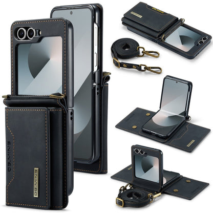 Pour Samsung Galaxy Z Flip6 / Flip7 FE DG.MING Série M2 Sac de Cartes Étui Magnétique en Cuir pour Téléphone (Noir)